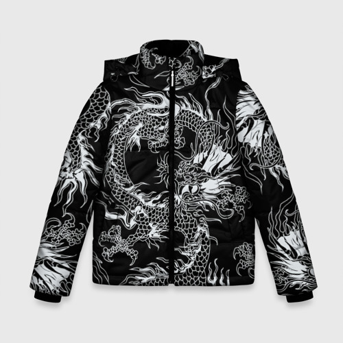 Зимняя куртка для мальчиков 3D Татуировка японского дракона, цвет черный