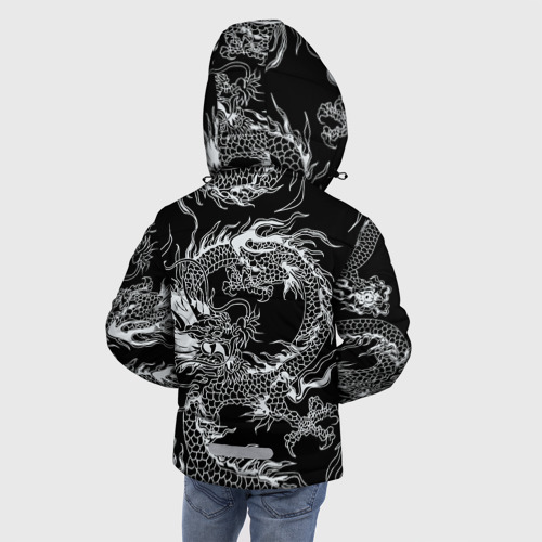 Зимняя куртка для мальчиков 3D Татуировка японского дракона, цвет черный - фото 4
