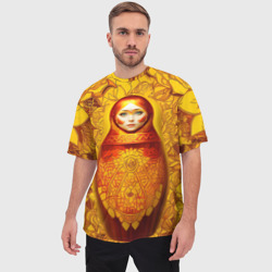 Мужская футболка oversize 3D Матрёшка хохлома модерн - фото 2