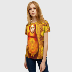 Женская футболка 3D Матрёшка хохлома модерн - фото 2