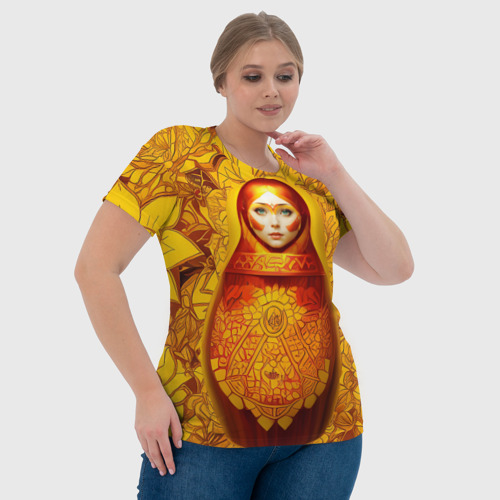 Женская футболка 3D Матрёшка хохлома модерн, цвет 3D печать - фото 6