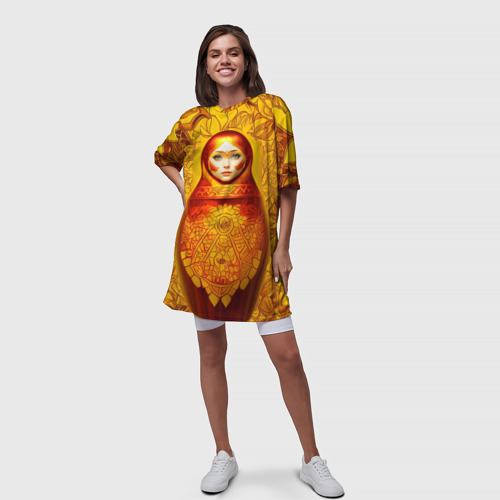 Платье-футболка 3D Матрёшка хохлома модерн, цвет 3D печать - фото 5