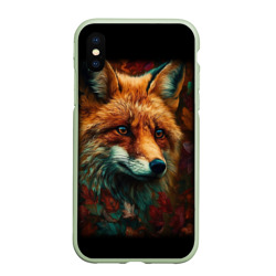 Чехол для iPhone XS Max матовый Лисица в осенних листьях