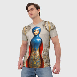 Мужская футболка 3D Матрёшка фарфор - фото 2