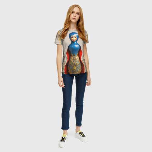 Женская футболка 3D Матрёшка фарфор, цвет 3D печать - фото 5