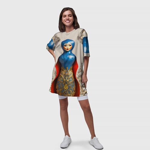 Платье-футболка 3D Матрёшка фарфор, цвет 3D печать - фото 5