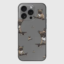 Чехол для iPhone 16 Pro силиконовый с защитой камеры Настроение: французский бульдог