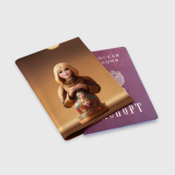 Обложка для паспорта матовая кожа Матрёшка 585 Гольд кукла - фото 2