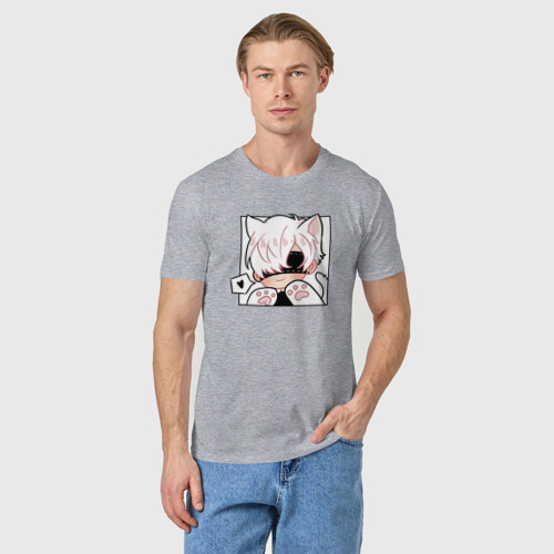 Мужская футболка хлопок Котик 9S, цвет меланж - фото 3
