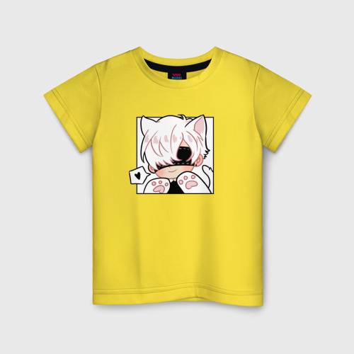 Детская футболка хлопок с принтом Котик 9S, вид спереди #2