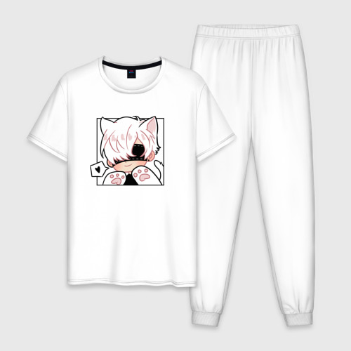 Мужская пижама хлопок с принтом Котик 9S, вид спереди #2