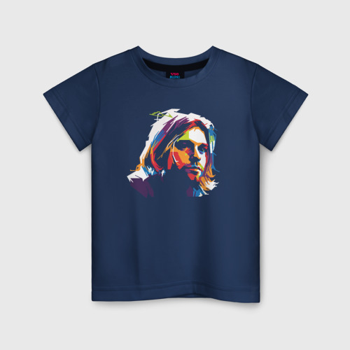 Детская футболка хлопок Кобейн, цвет темно-синий