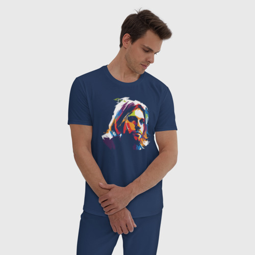 Мужская пижама хлопок Кобейн, цвет темно-синий - фото 3