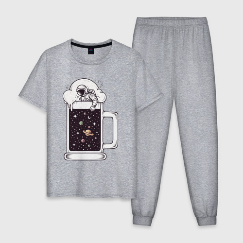 Мужская пижама хлопок с принтом Space beer, вид спереди #2