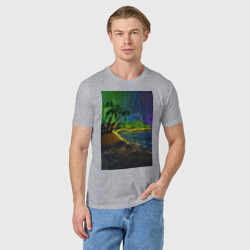 Мужская футболка хлопок Красочный ночной пляж - фото 2
