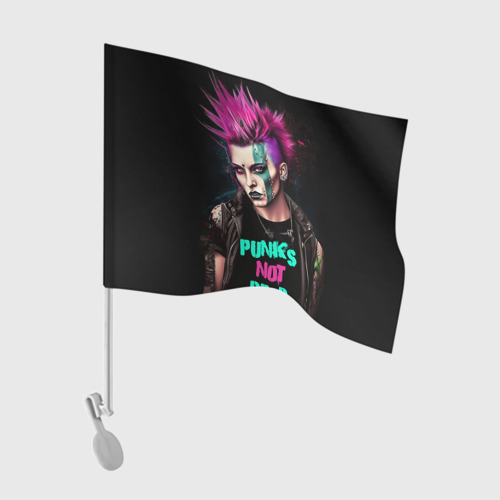 Флаг для автомобиля с принтом Девушка      панк, вид спереди №1