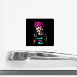 Магнит с принтом Девушка      панк для любого человека, вид спереди №2. Цвет основы: белый