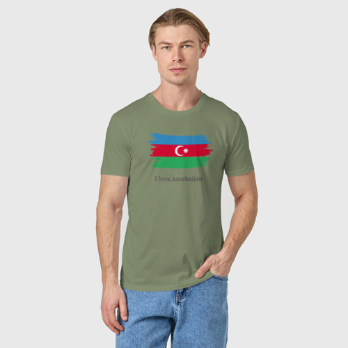 Мужская футболка хлопок с принтом I love Azerbaijan, фото на моделе #1