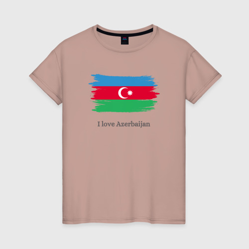 Женская футболка хлопок I love Azerbaijan, цвет пыльно-розовый