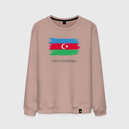 Мужской свитшот хлопок с принтом I love Azerbaijan, вид спереди #2