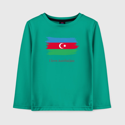 Детский лонгслив хлопок I love Azerbaijan, цвет зеленый