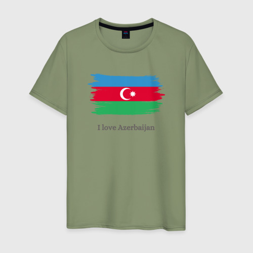 Мужская футболка хлопок с принтом I love Azerbaijan, вид спереди #2