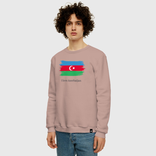 Мужской свитшот хлопок с принтом I love Azerbaijan, фото на моделе #1