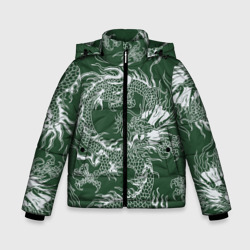 Зимняя куртка для мальчиков 3D Татуировка дракона на зеленом фоне