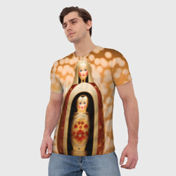 Мужская футболка 3D Матрёшка 585 Гольд бордо - фото 2