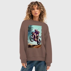 Женский свитшот oversize без начеса хлопок Мотокросс - экстрим - фото 2