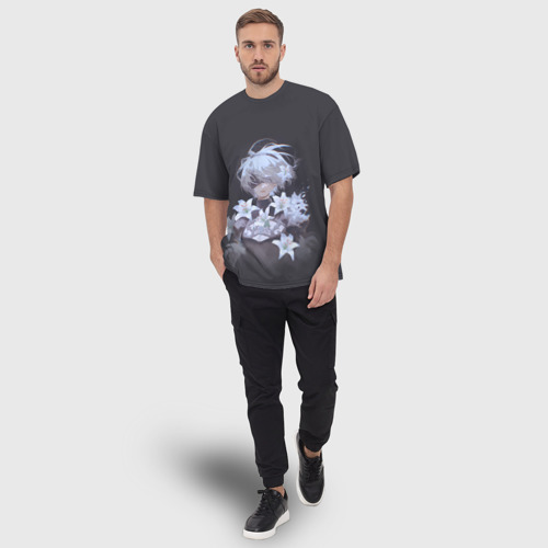 Мужская футболка oversize 3D 2В с цветами, цвет 3D печать - фото 5