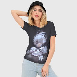 Женская футболка 3D Slim 2В с цветами - фото 2