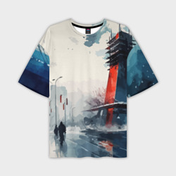 Мужская футболка oversize 3D Наш город - коллекция Бело-сине-красный - Хуф и Ся