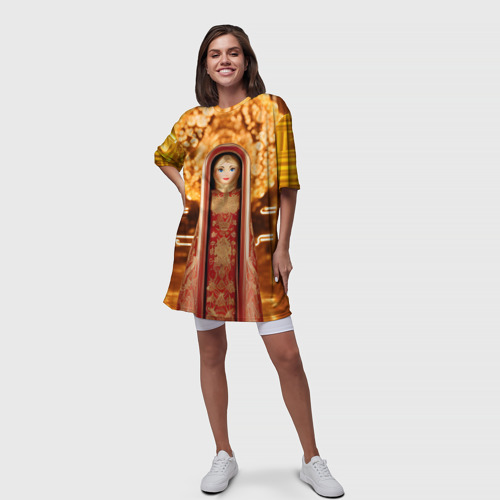 Платье-футболка 3D Матрёшка 585 Гольд барыня, цвет 3D печать - фото 5