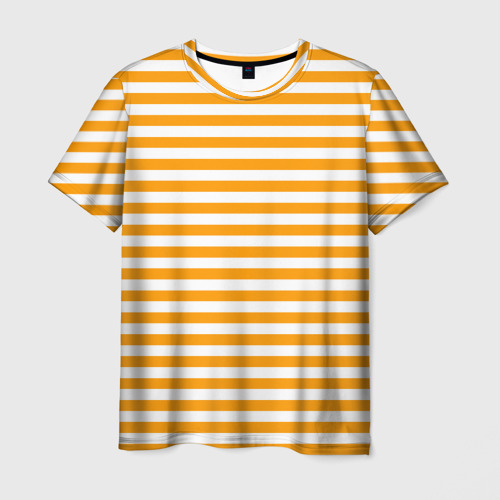 Мужская футболка с принтом Тельняшка оранжевая МЧС, вид спереди №1