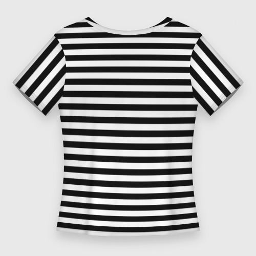 Женская футболка 3D Slim Тельняшка черная Подводного флота ВМФ, цвет 3D печать - фото 2