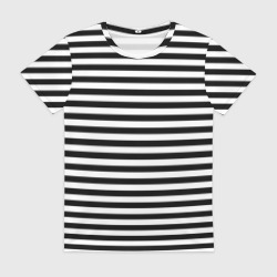 Женская футболка 3D Тельняшка черная Подводного флота ВМФ