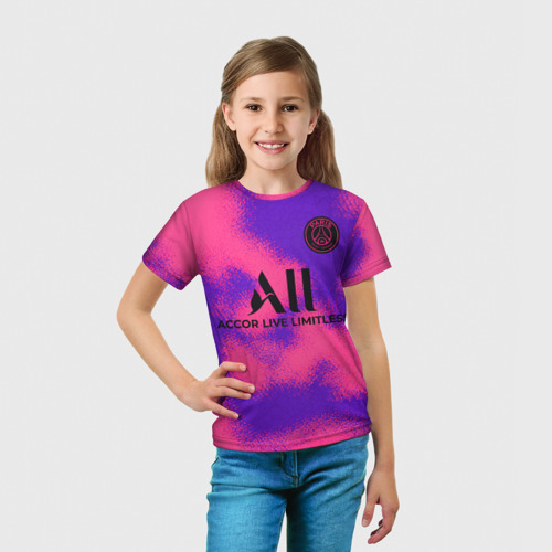 Детская футболка 3D Килиан Мбаппе форма ПСЖ четвертая, цвет 3D печать - фото 5