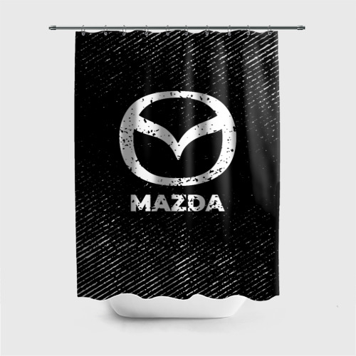 Штора 3D для ванной Mazda с потертостями на темном фоне