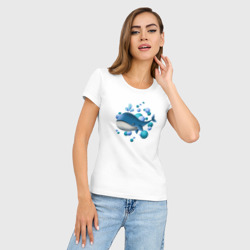 Женская футболка хлопок Slim Кит и пузырьки - фото 2