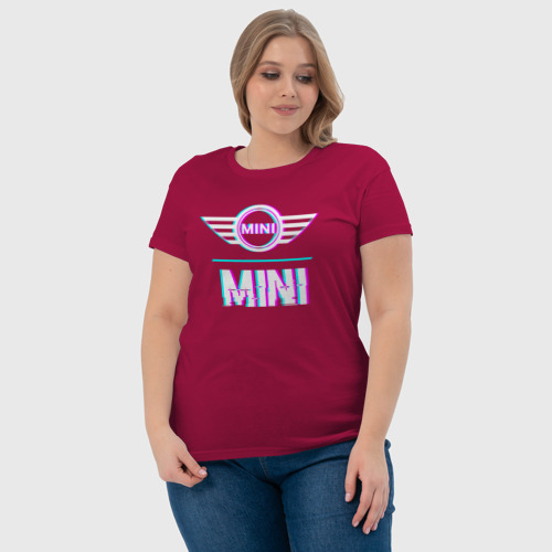 Светящаяся женская футболка с принтом Значок Mini в стиле glitch, фото #4