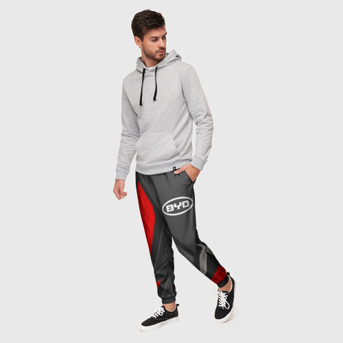 Мужские брюки 3D с принтом BYD sports racing, фото на моделе #1