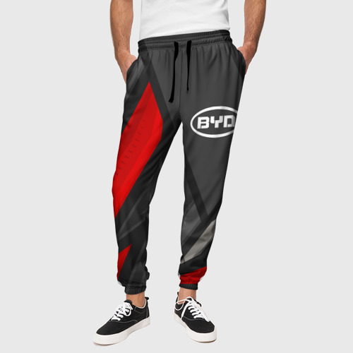 Мужские брюки 3D с принтом BYD sports racing, вид сбоку #3