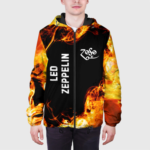 Мужская куртка 3D с принтом Led Zeppelin и пылающий огонь, вид сбоку #3