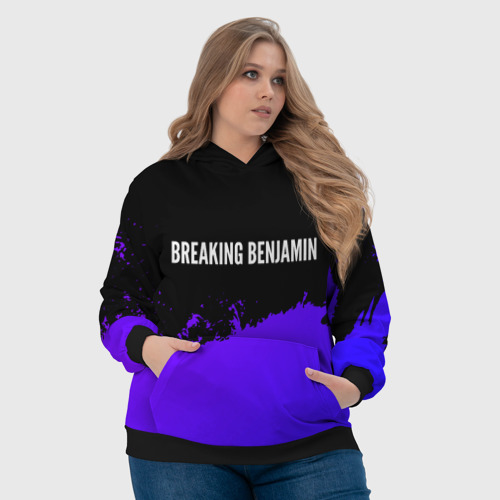 Женская толстовка 3D Breaking Benjamin purple grunge, цвет 3D печать - фото 6