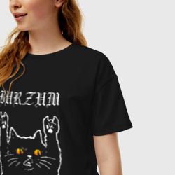 Женская футболка хлопок Oversize Burzum rock cat - фото 2