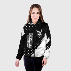 Женская куртка 3D Five Finger Death Punch и рок символ на темном фоне - фото 2