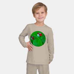 Детская пижама с лонгсливом хлопок Два зелёных попугая - фото 2