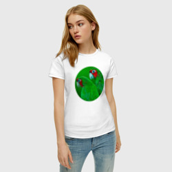 Женская футболка хлопок Два зелёных попугая - фото 2