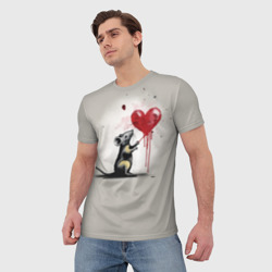 Мужская футболка 3D Крыса и сердце - фото 2